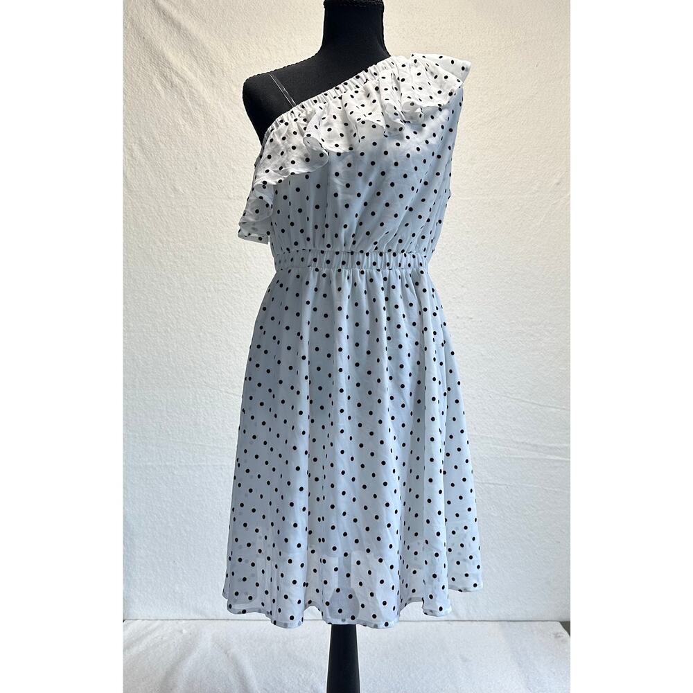 Andrée By Unit Polka Dot One-Shoulder Short Dress Coquette, Fairy SZ M NWT